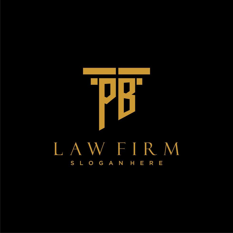 logo initial monogramme pb pour cabinet d'avocats avec conception de pilier vecteur