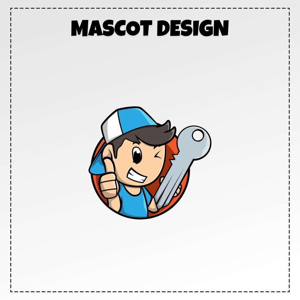 conception d'illustration de mascotte de vecteur de logo de fabricant de clés