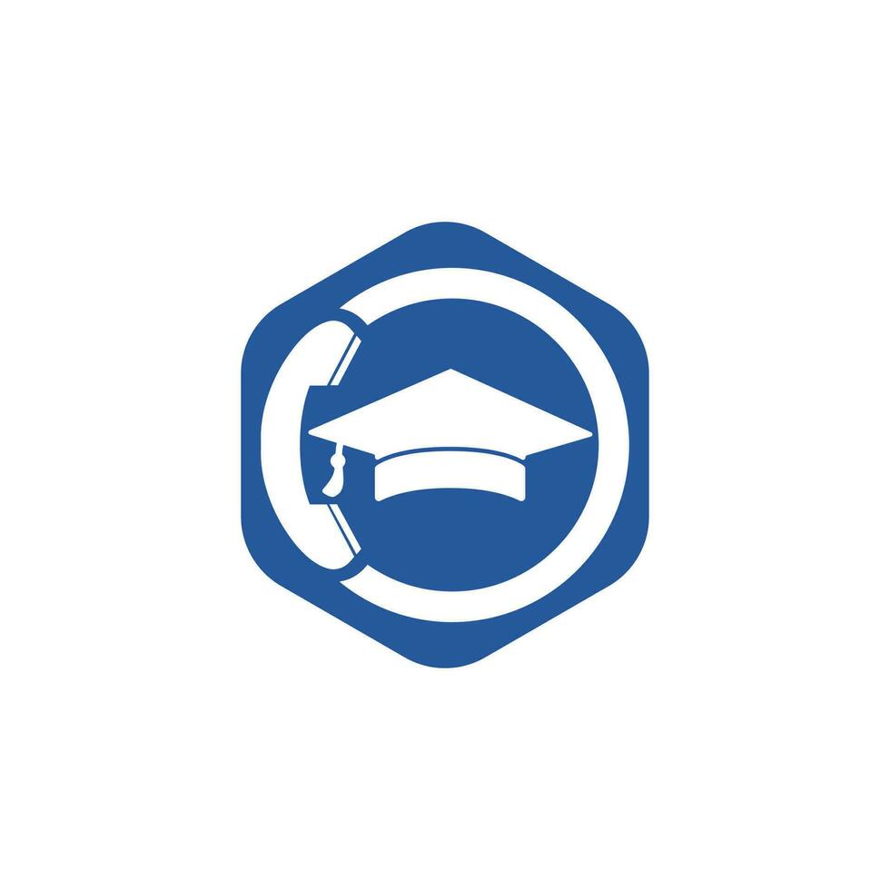modèle de conception de logo vectoriel d'appel d'éducation. casquette de graduation et logo d'icône de combiné.