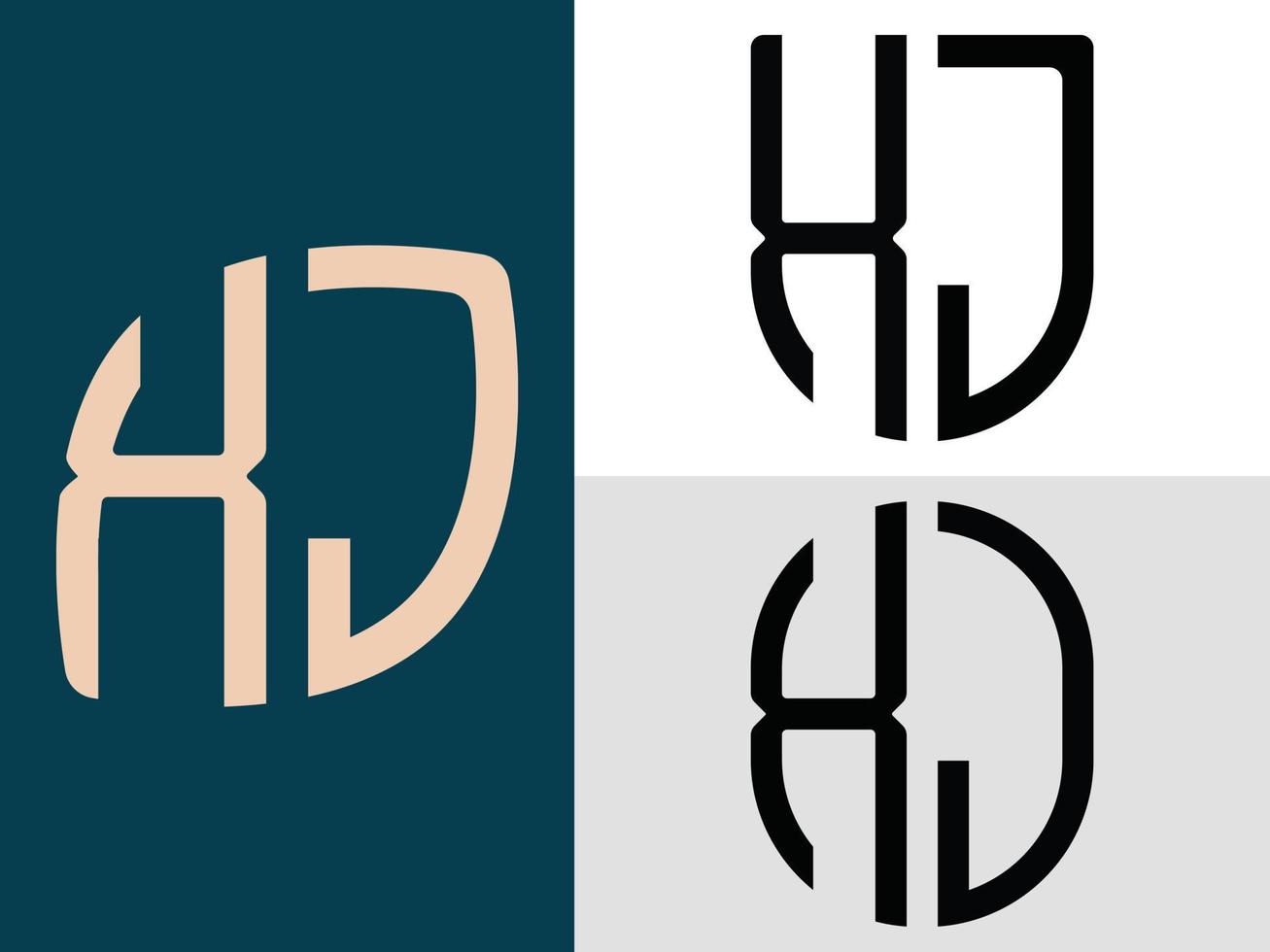 ensemble de conceptions de logo xj de lettres initiales créatives. vecteur