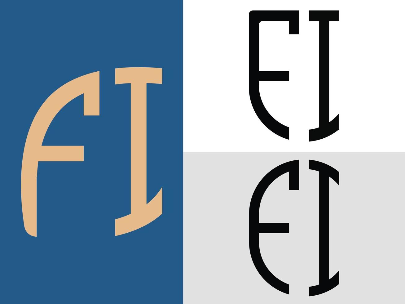 ensemble de conceptions de logo fi lettres initiales créatives vecteur