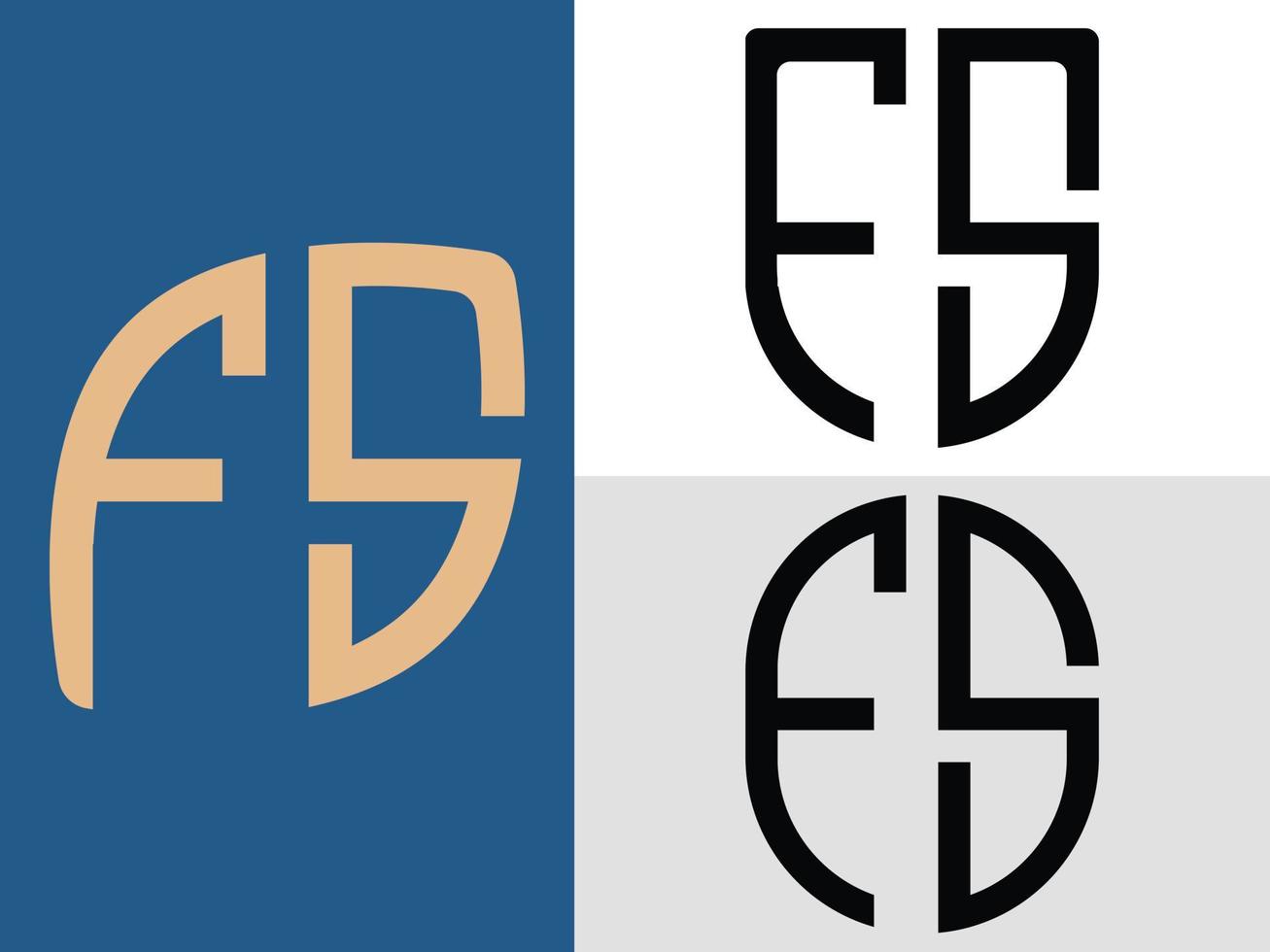 ensemble de conceptions de logo fs lettres initiales créatives vecteur