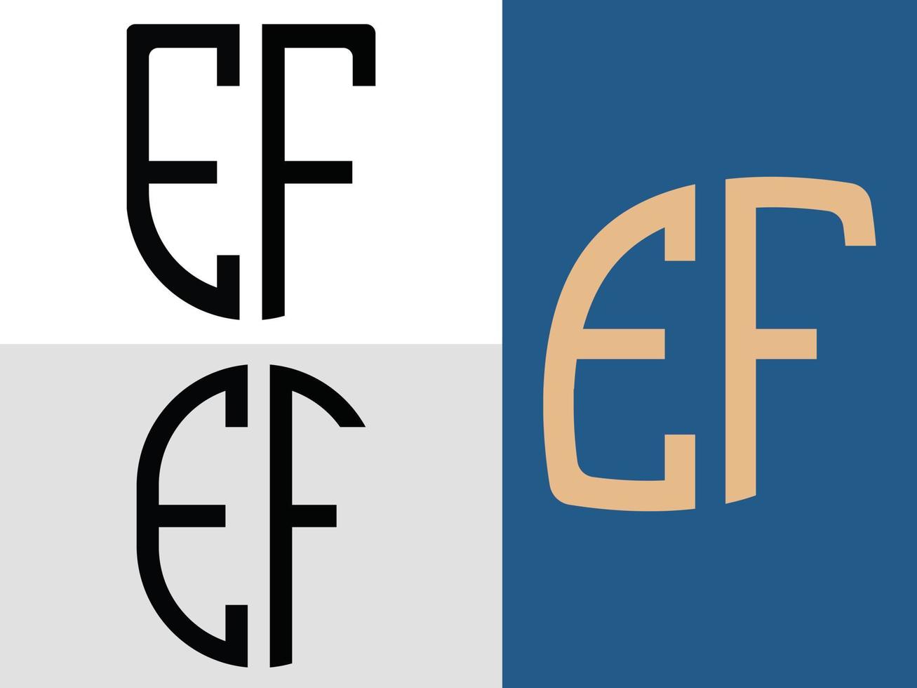 ensemble de conceptions de logo ef de lettres initiales créatives. vecteur