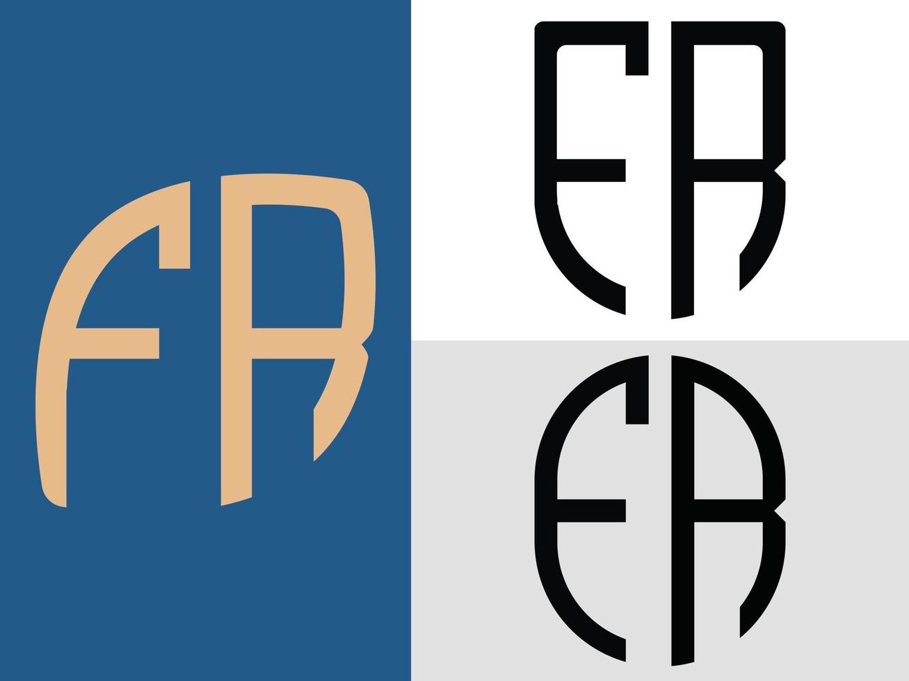 ensemble de conceptions de logo fr lettres initiales créatives vecteur