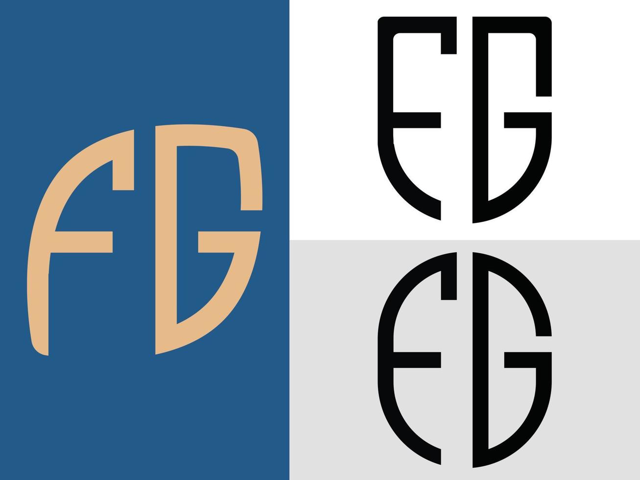 ensemble de conceptions de logo fg de lettres initiales créatives vecteur