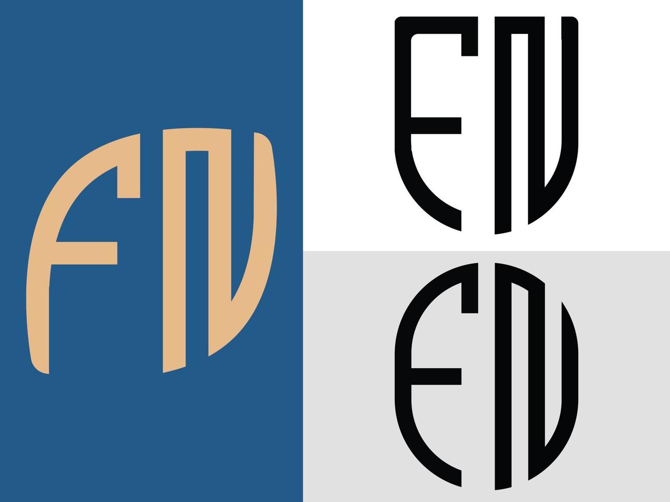 ensemble de conceptions de logo fn lettres initiales créatives vecteur
