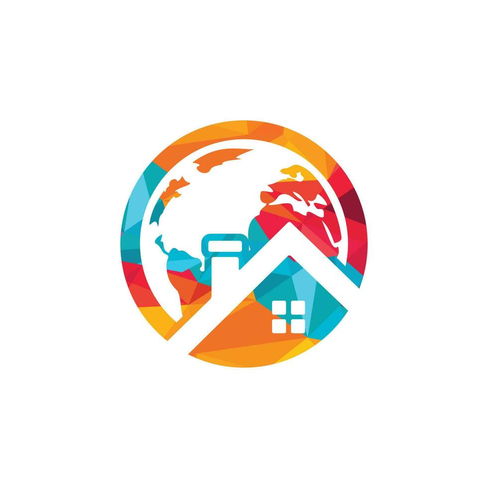modèle de conception de logo vectoriel global à la maison. concept de conception de logo vectoriel de maison du monde.