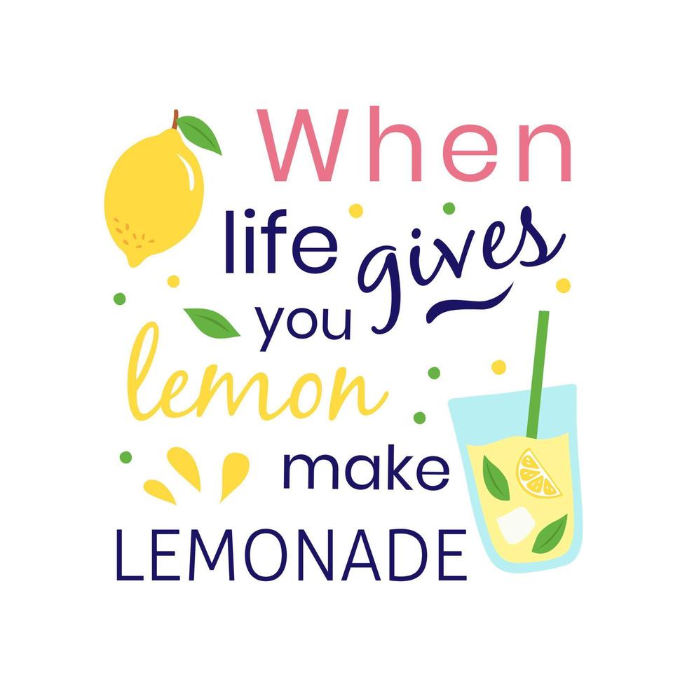 Citation sur le citron et la limonade vecteur
