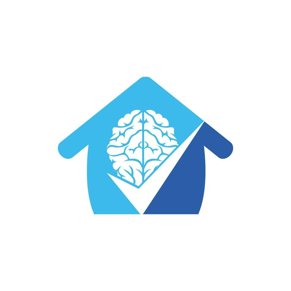 création de logo vectoriel de vérification du cerveau. logo d'icône de cerveau et de tique.