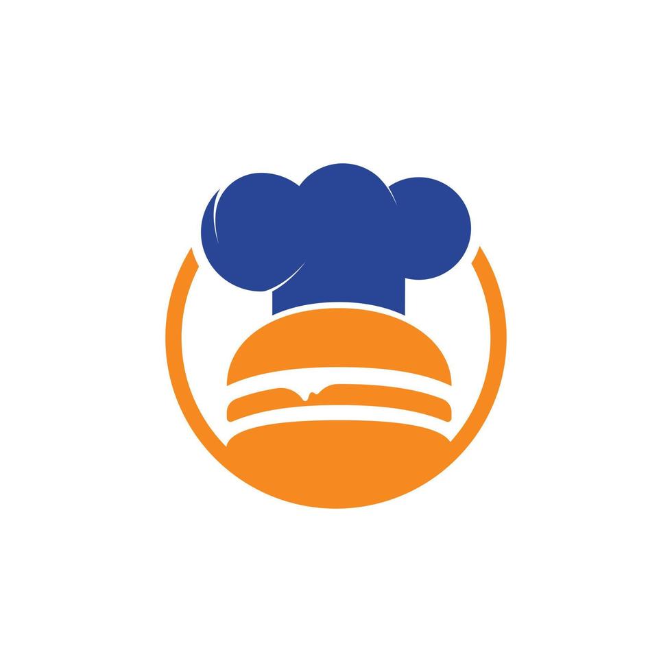 modèle de conception de logo vectoriel burger chef. création de logo d'insigne de hamburger de restauration rapide rétro.