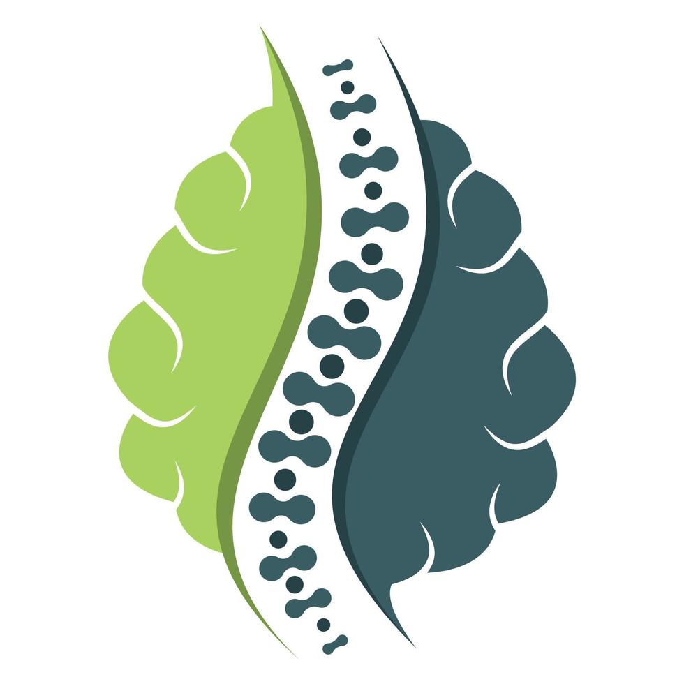 le cerveau avec le symbole de la colonne vertébrale représente la thérapie chiropratique. logo du cerveau et de la colonne vertébrale vecteur