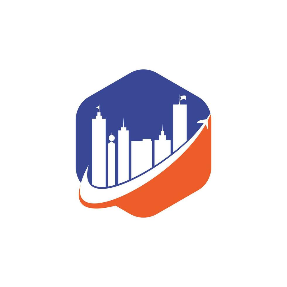 création de logo vectoriel de voyage en ville. conception d'icône de logo de ville de voyage.