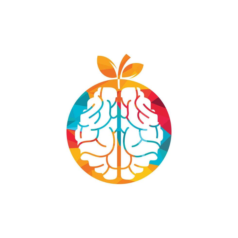 création de logo vectoriel cerveau orange. logo d'un cerveau de style fruit.