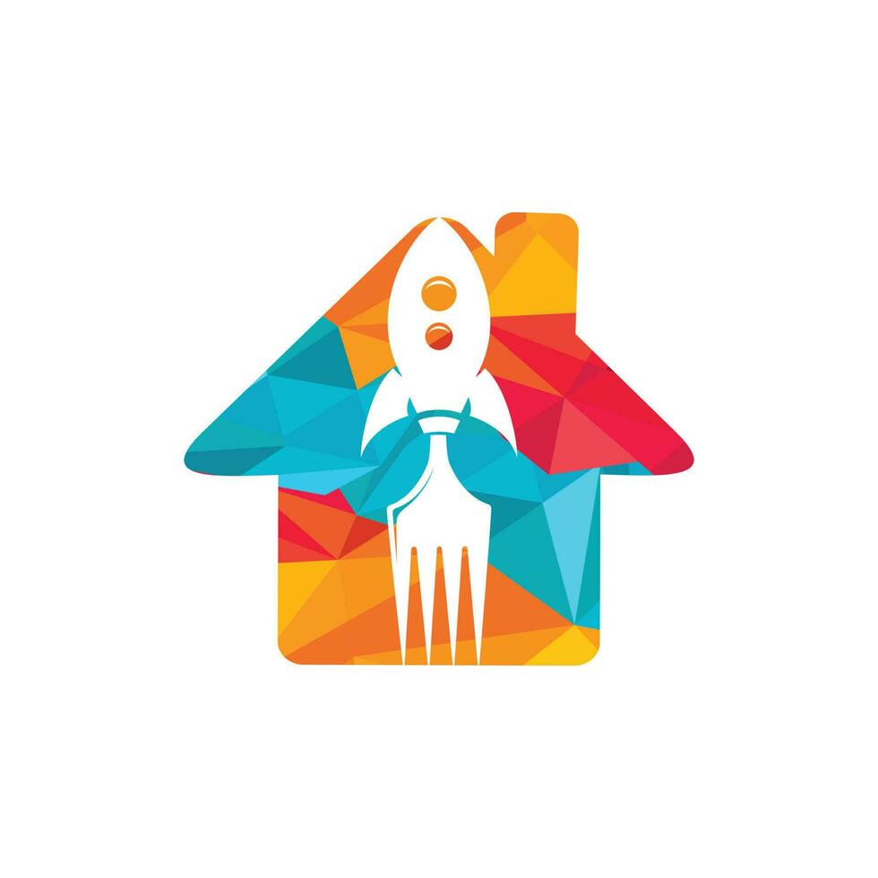 nourriture de fusée avec illustration de conception de logo icône maison. modèle de logo de livraison de restauration rapide. vecteur