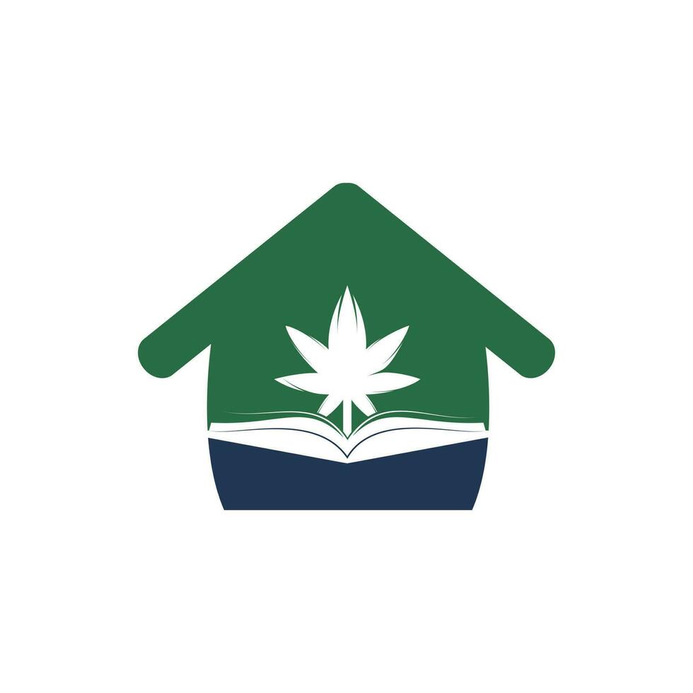 modèle de logo de symbole de livre et de marijuana. adapté à la formation médicale. vecteur