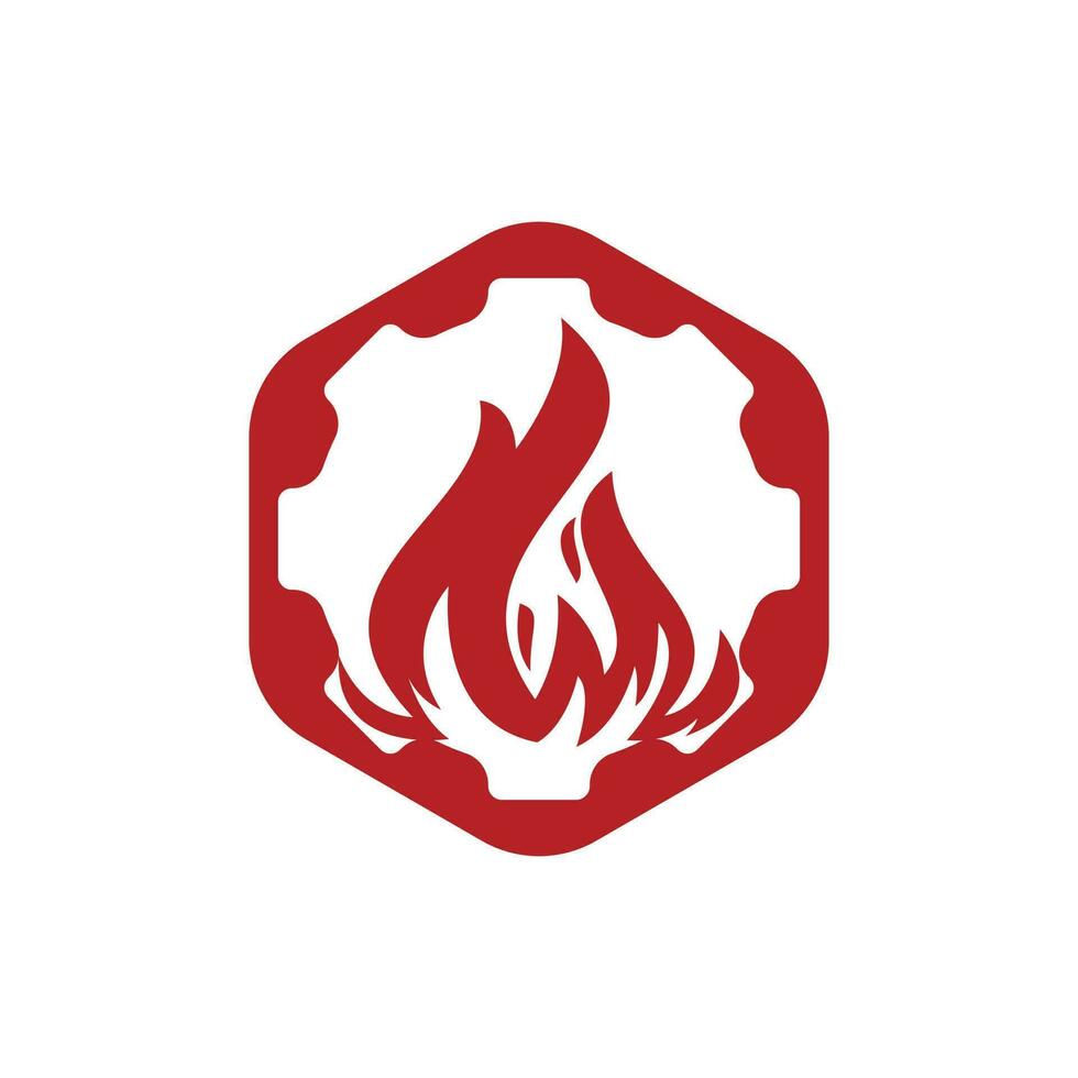 modèle de conception de logo vectoriel d'engrenage et de feu.