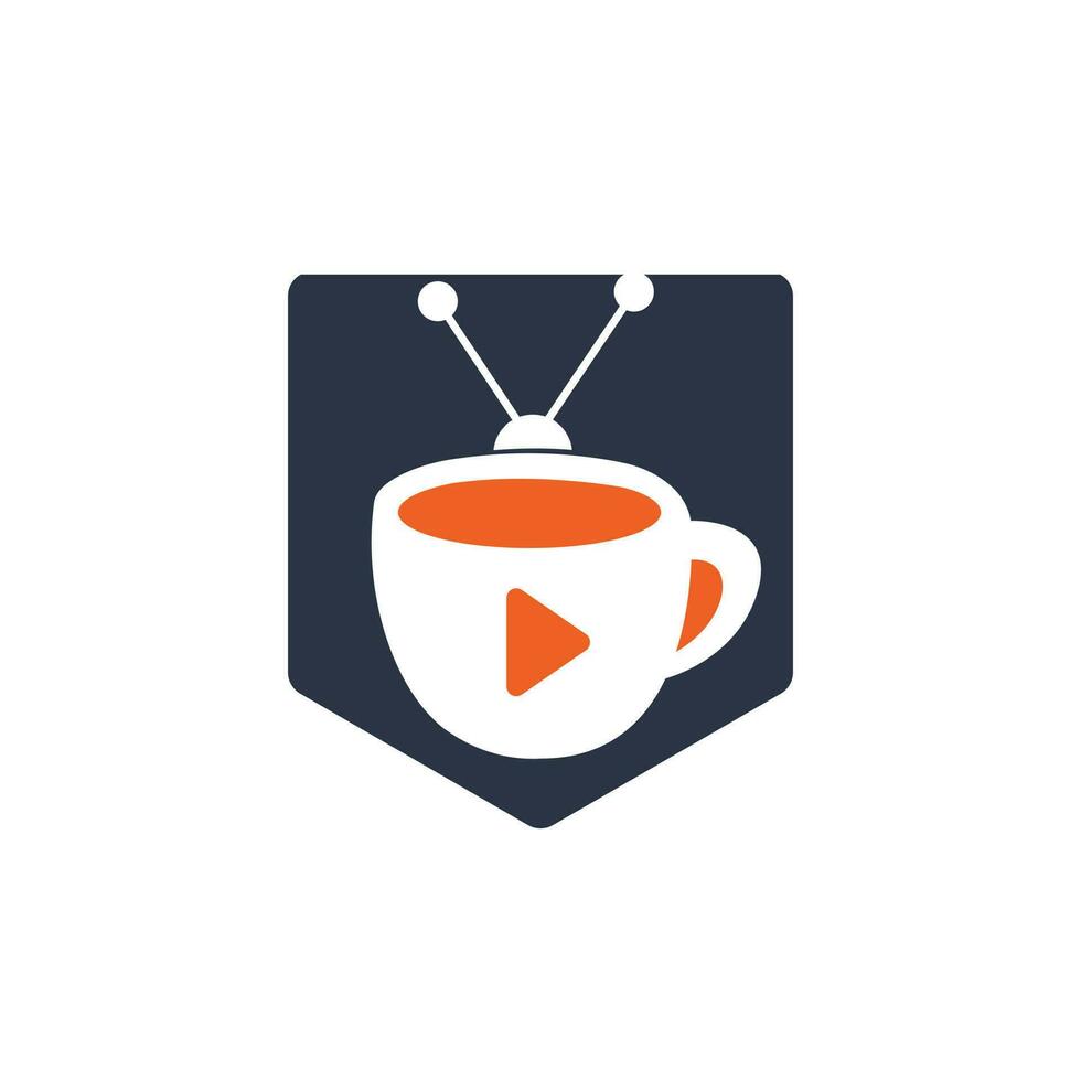 création de logo vectoriel de télévision café. tasse à café et concept de logo d'icône de télévision.