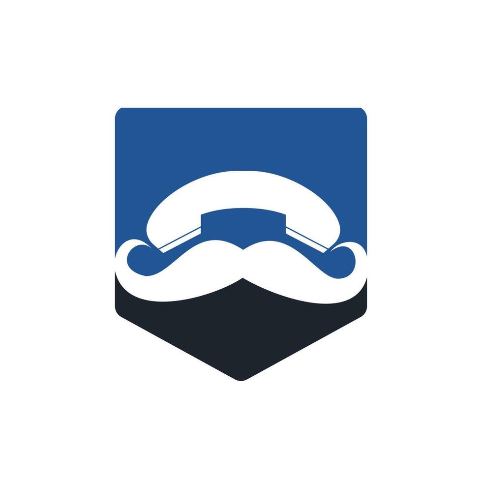 modèle de conception de logo vectoriel d'appel gentleman. logo icône moustache et combiné.