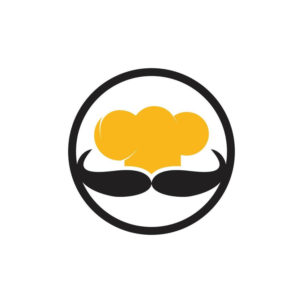 modèle de conception de logo vectoriel monsieur chef. conception d'icône de chapeau et de moustache de chef.