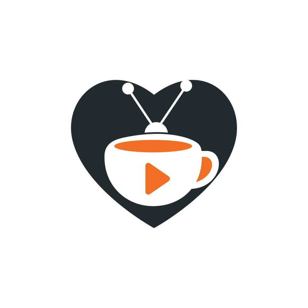 création de logo vectoriel de télévision café. tasse à café et concept de logo d'icône de télévision.