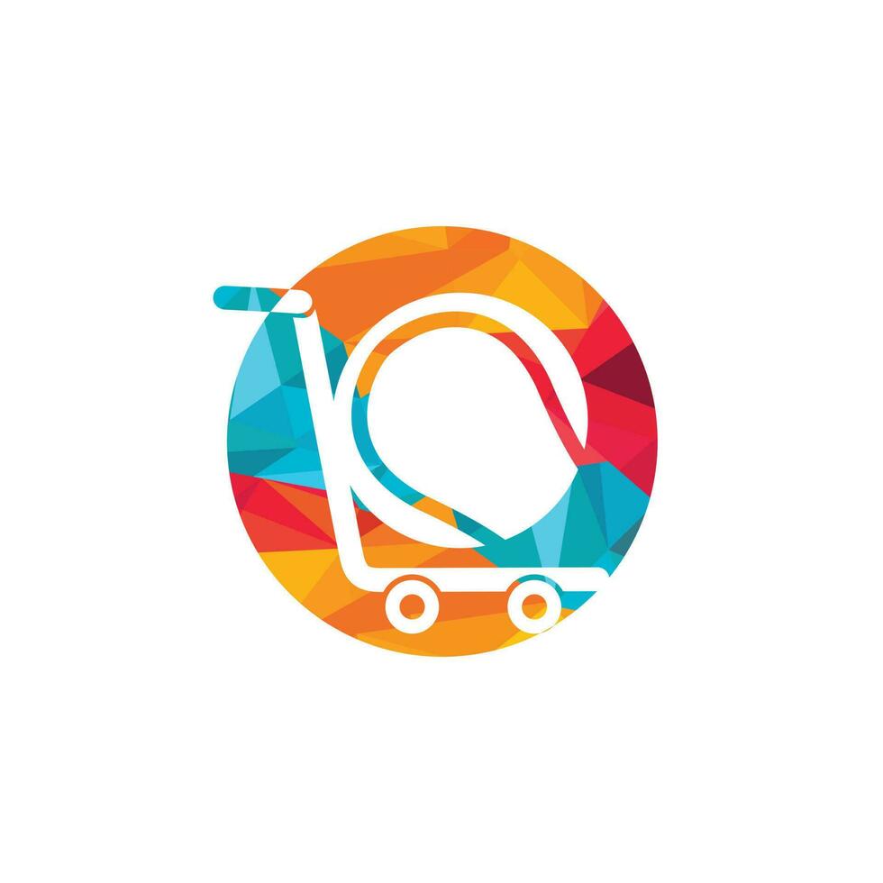 création de logo balle de tennis et chariot. concept de conception de logo de magasinage de tennis. vecteur