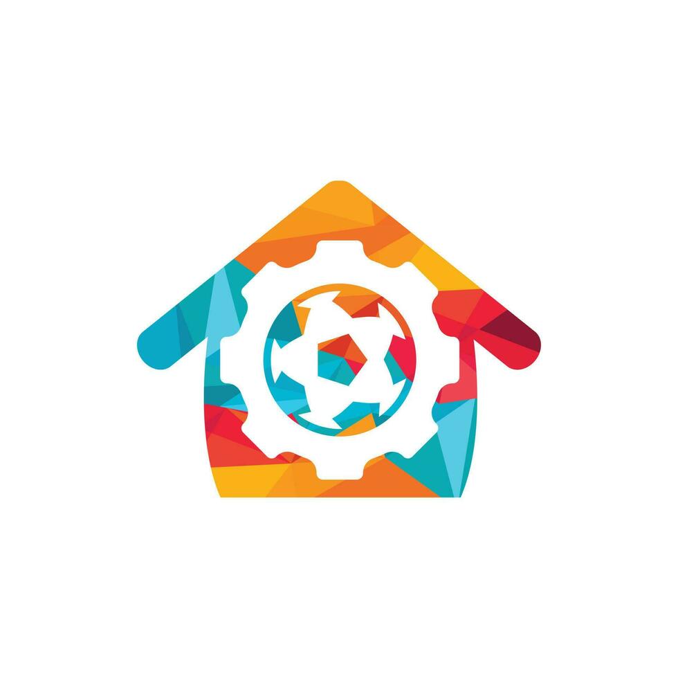 modèle de conception de logo vectoriel d'engrenage de football. modèle unique de conception de logo de football et industriel.