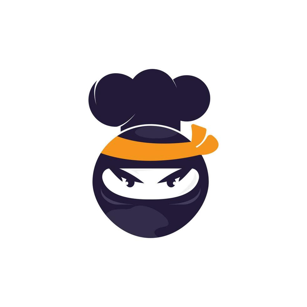 création de logo vectoriel chef ninja. ninja avec l'icône de chapeau de chef.