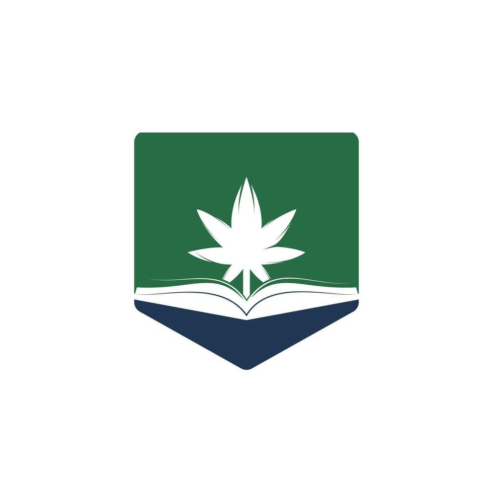 modèle de logo de symbole de livre et de marijuana. adapté à la formation médicale. vecteur