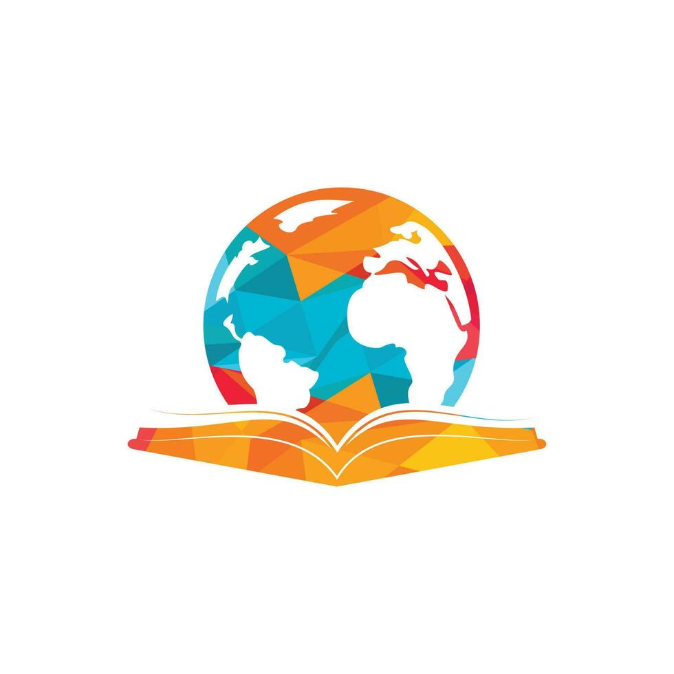 modèle de logo vectoriel du monde du livre. modèle de logo de conception d'éducation de livre global.