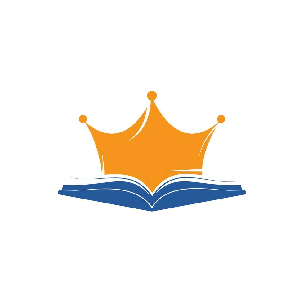 conception de modèle de logo vectoriel livre roi. livre vectoriel et concept de logo de couronne.