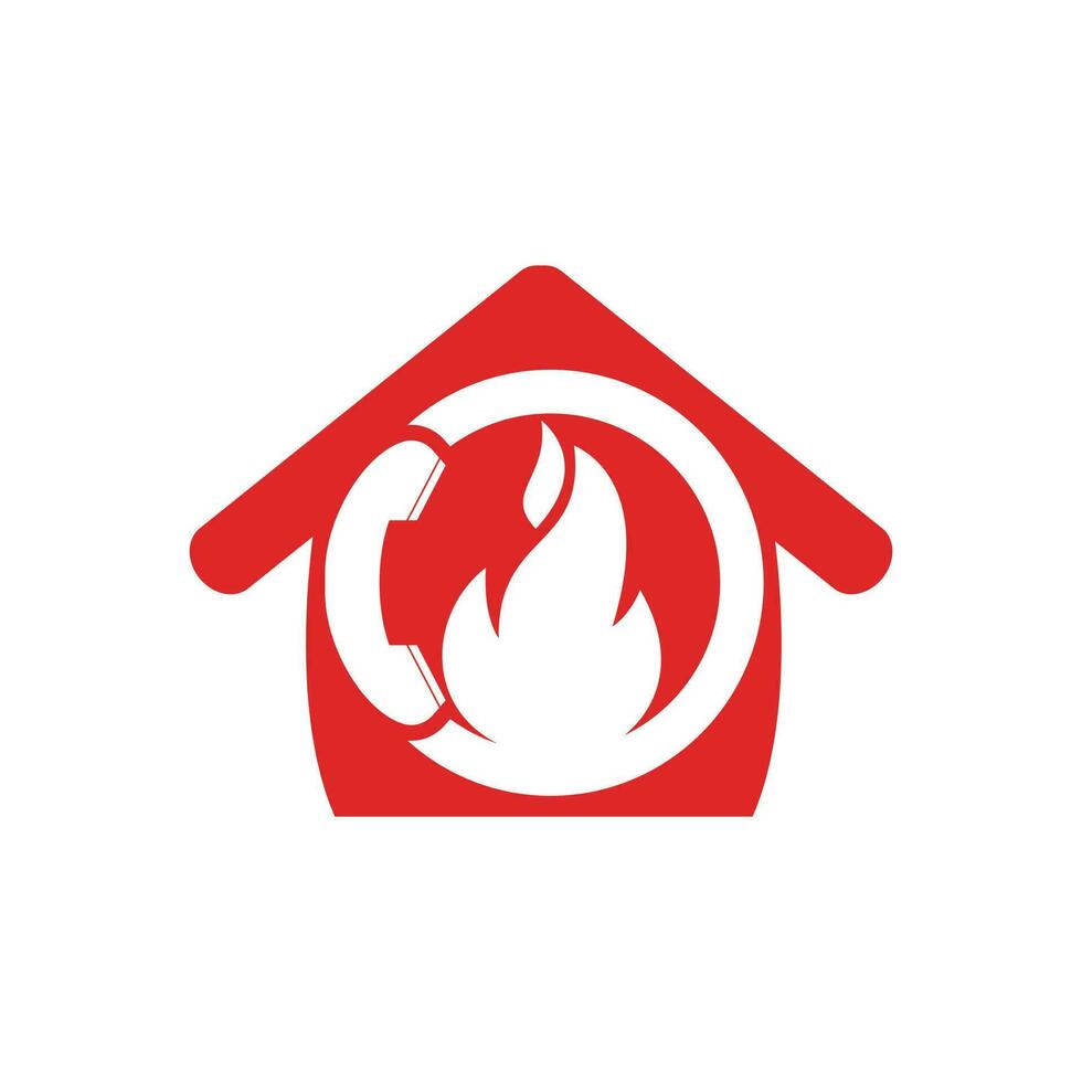 concept de conception de logo vectoriel d'appel à chaud. combiné et feu avec l'icône de la maison.