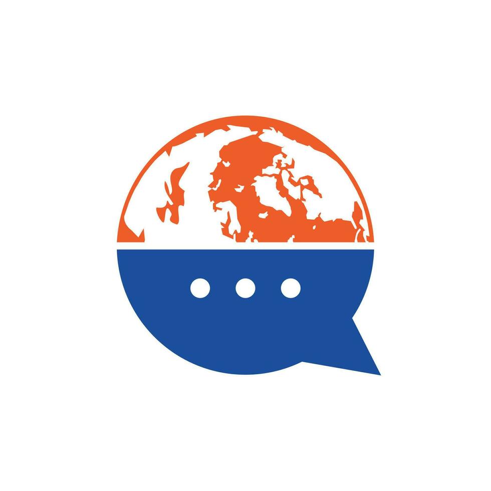 création de logo vectoriel de chat mondial. logo globe avec icône de conversation bulle.