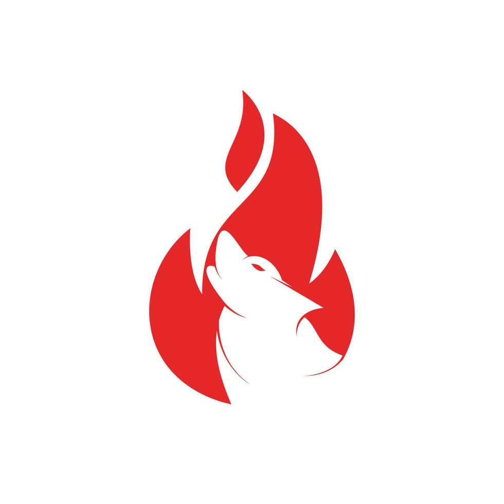 modèle de conception de logo vectoriel de feu de loup.