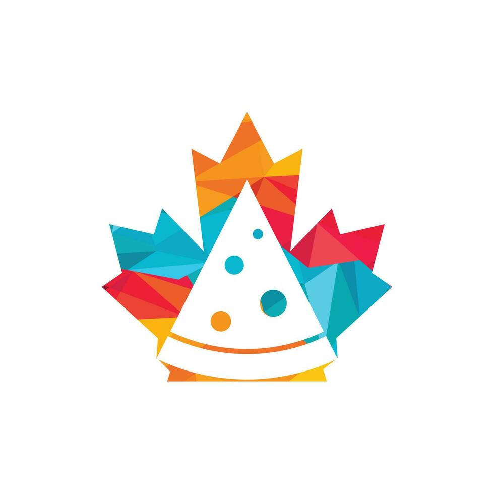 création de logo vectoriel pizza canada. conception d'icône de feuille d'érable et de pizza.