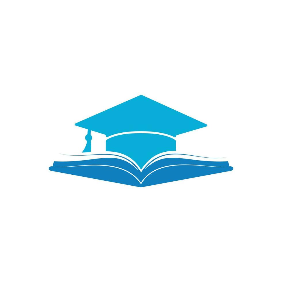 chapeau de graduation et modèle de logo vectoriel de livre. concept de logo de l'éducation.