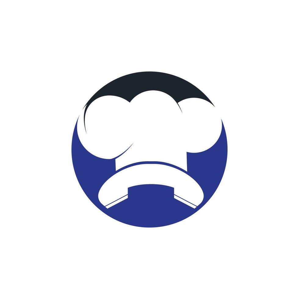 création de logo vectoriel de chef de téléphone. conception d'icônes de combiné et de chapeau de chef.
