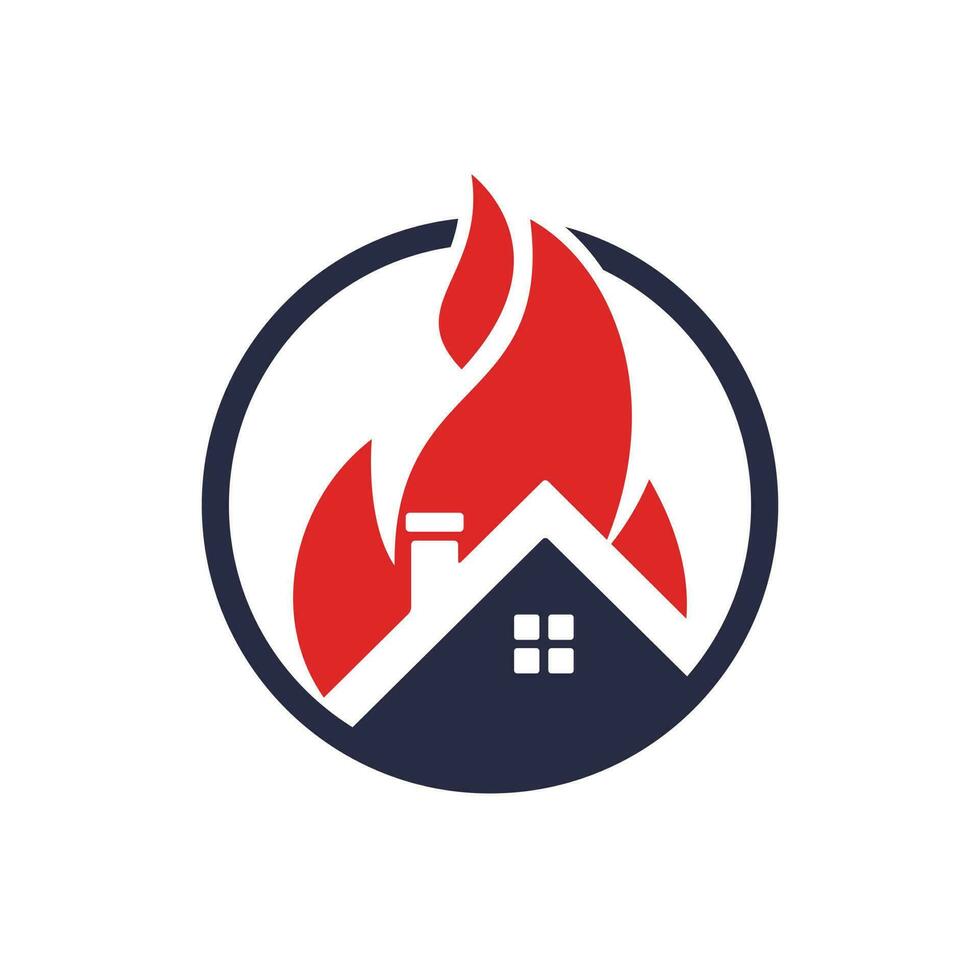modèle de conception de logo vectoriel de feu de maison. prévenir le concept de logo d'incendie ou d'alarme incendie.