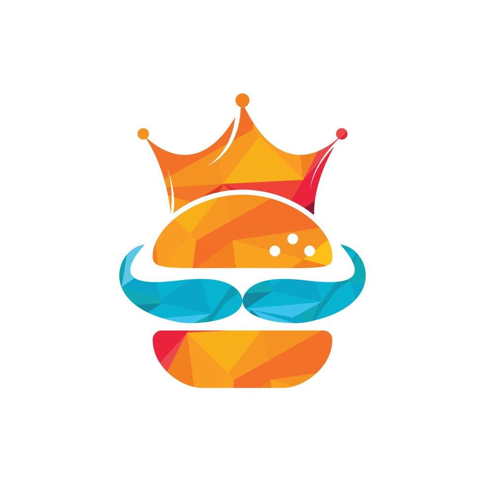 création de logo vectoriel Burger King. burger avec concept de logo icône couronne et moustache.