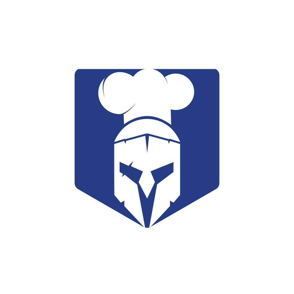 modèle de conception de logo vectoriel chef spartiate. logo minimal du chef guerrier avec illustration vectorielle de chapeau de chef.