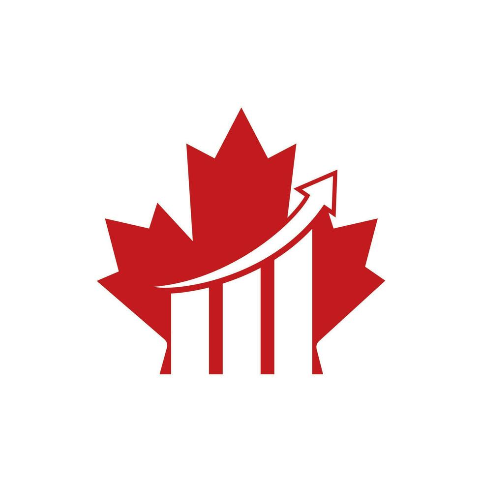 création de logo vectoriel entreprise canada. logo d'icône de feuille d'érable et de graphique financier.