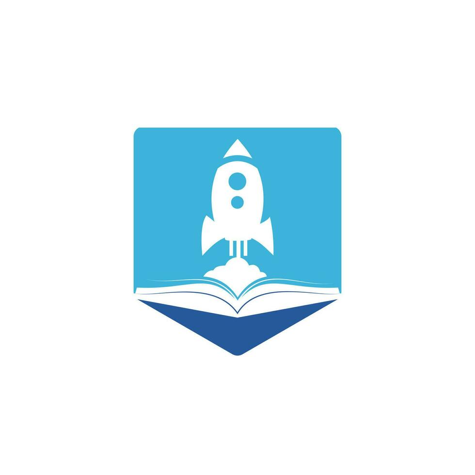 création de logo vectoriel de livre de fusée. vecteur de conception de modèle de logo ebook rapide.