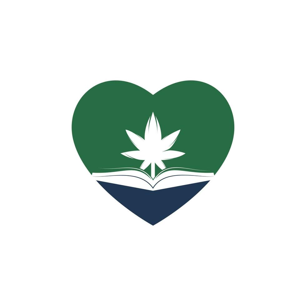 modèle de logo de symbole de livre et de marijuana. adapté à la formation médicale. vecteur