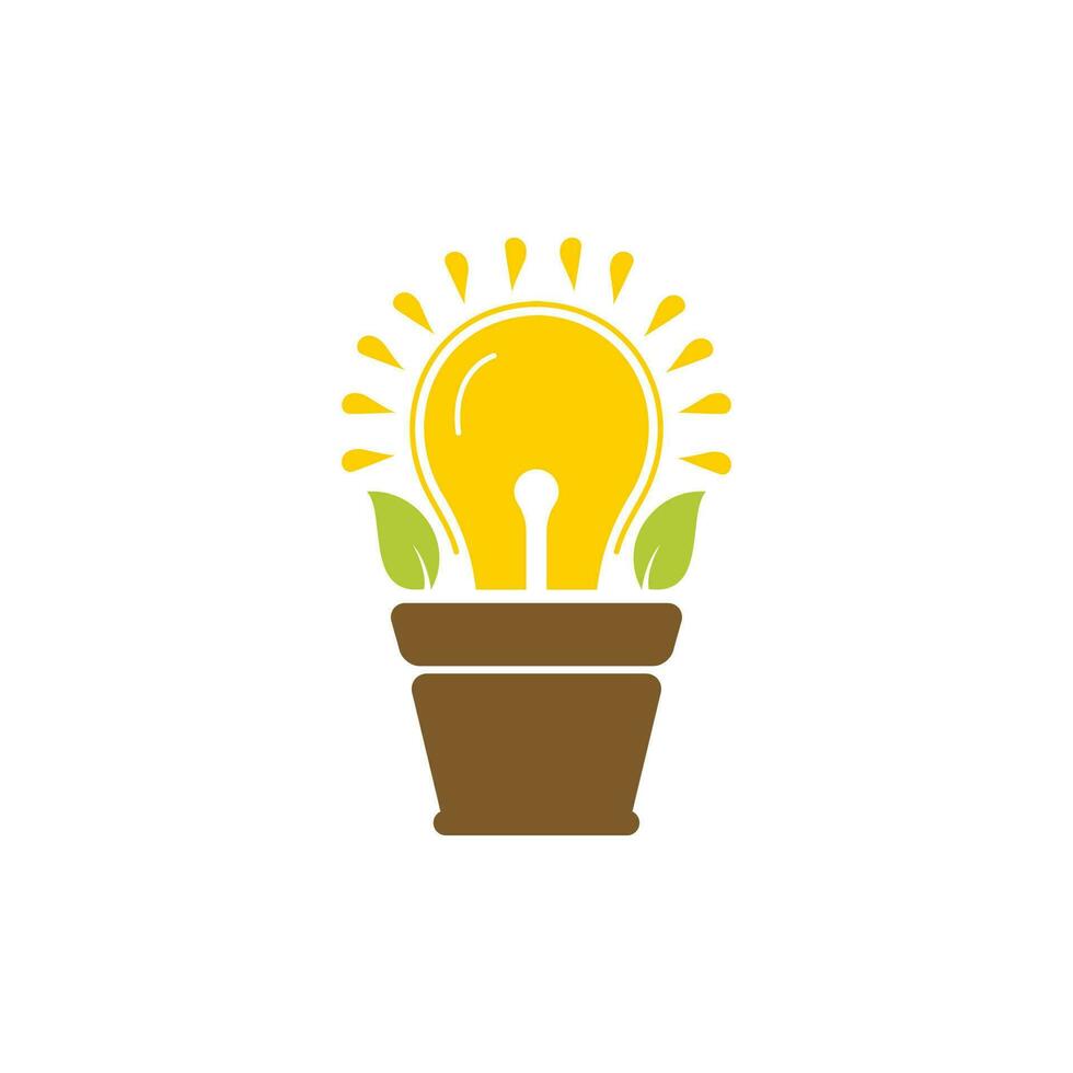 création de logo vectoriel de croissance intelligente. création de logo d'innovation de plante de jardin de feuille d'ampoule.