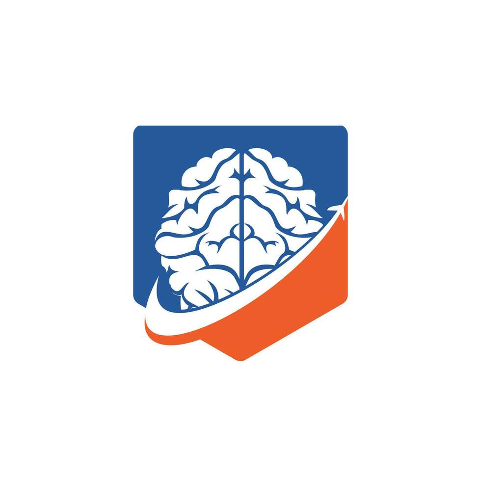 création de logo vectoriel de voyage intelligent. conception d'icône de logo de voyage de cerveau.
