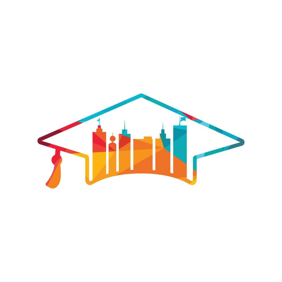 création de logo vectoriel de ville de remise des diplômes. concept de logo de ville intelligente.