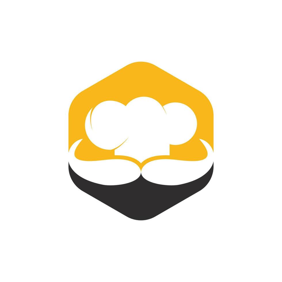 modèle de conception de logo vectoriel monsieur chef. conception d'icône de chapeau et de moustache de chef.