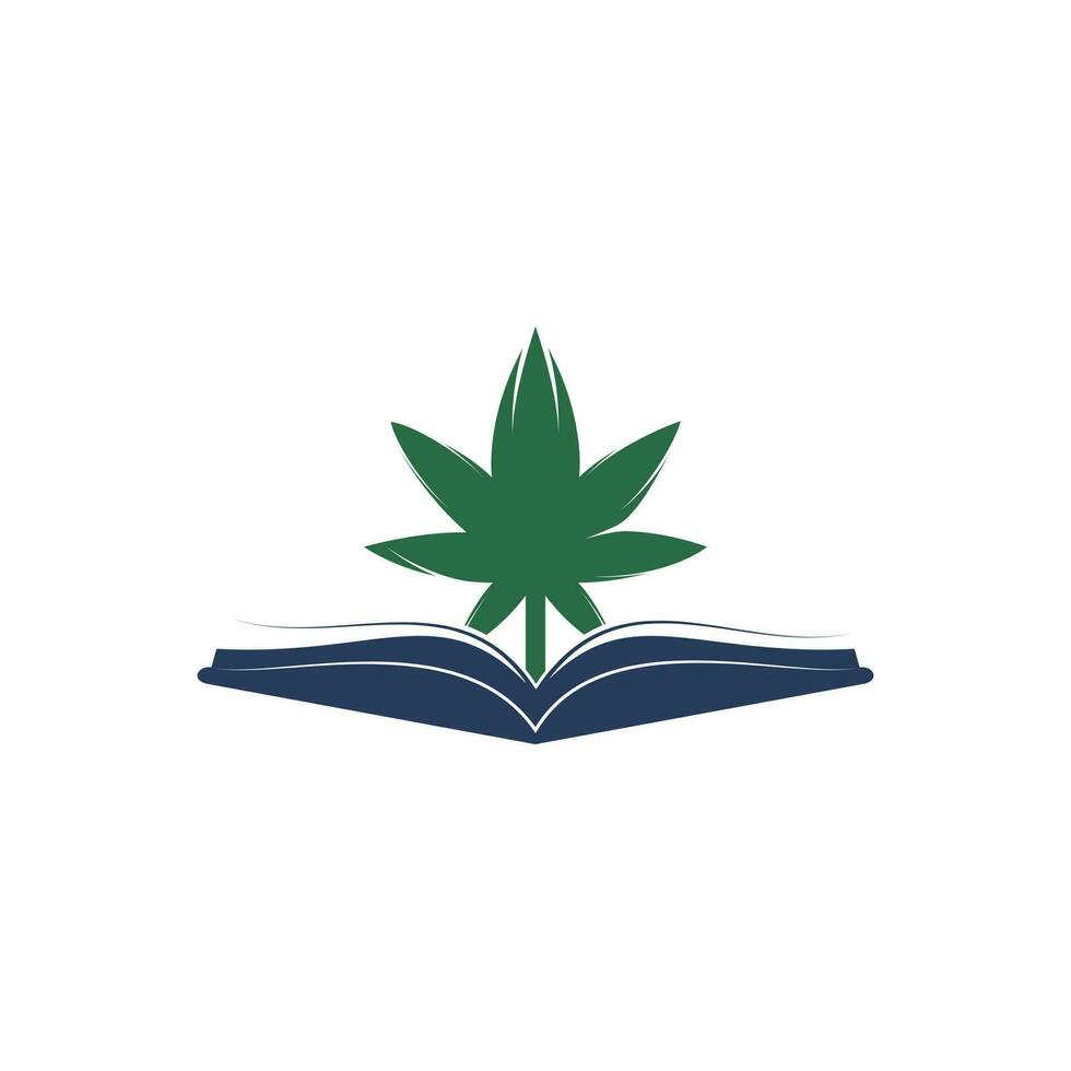 modèle de logo de symbole de livre et de marijuana. adapté à la formation médicale. vecteur