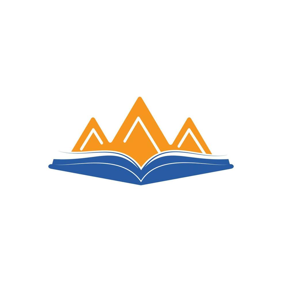 création de logo vectoriel de livre de montagne. symbole ou icône de la nature et de la librairie.