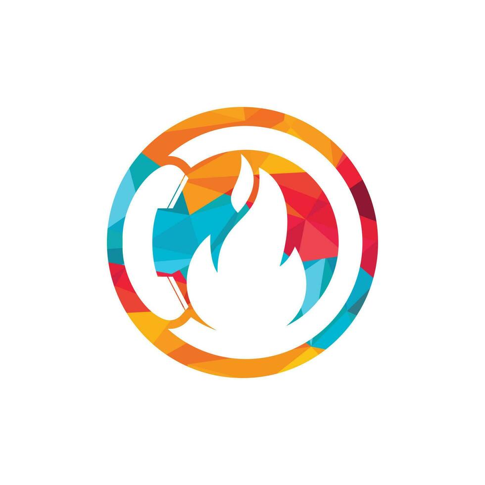 concept de conception de logo vectoriel d'appel à chaud. combiné et icône de feu.