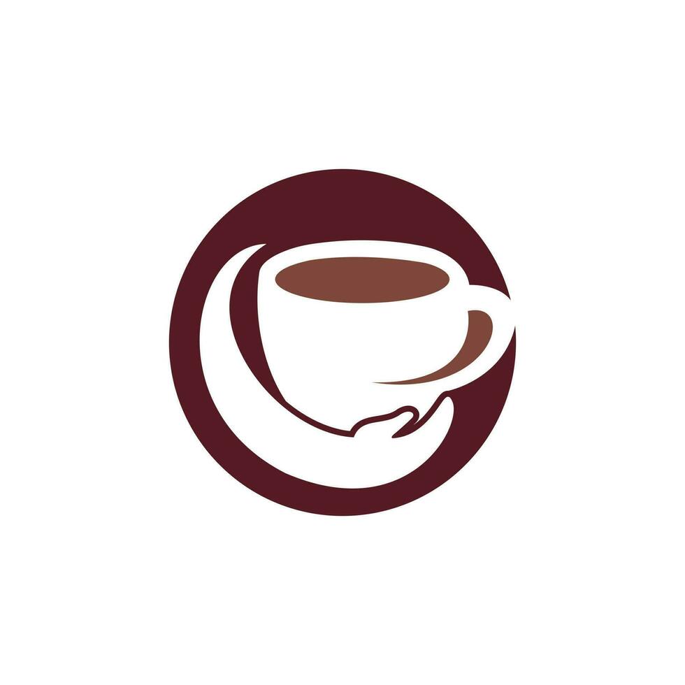 création de logo vectoriel de soin du café. tasse à café et conception d'icône de main.